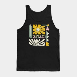 Fun abstract flower garden - yellow and green Tank Top